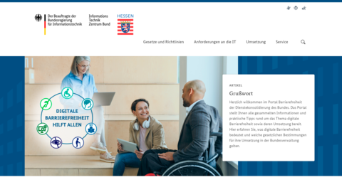 Bildschirmaufnahme des Portals zu IT-Barrierefreiheit