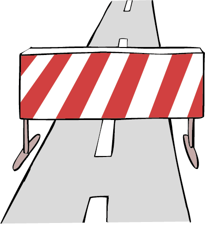 Straße mit Sperrschranke