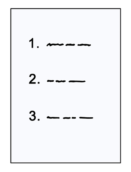 Papier mit drei Überschriften