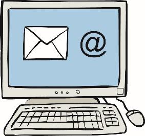 Computerbildschirm mit Briefumschlag und At-Zeichen